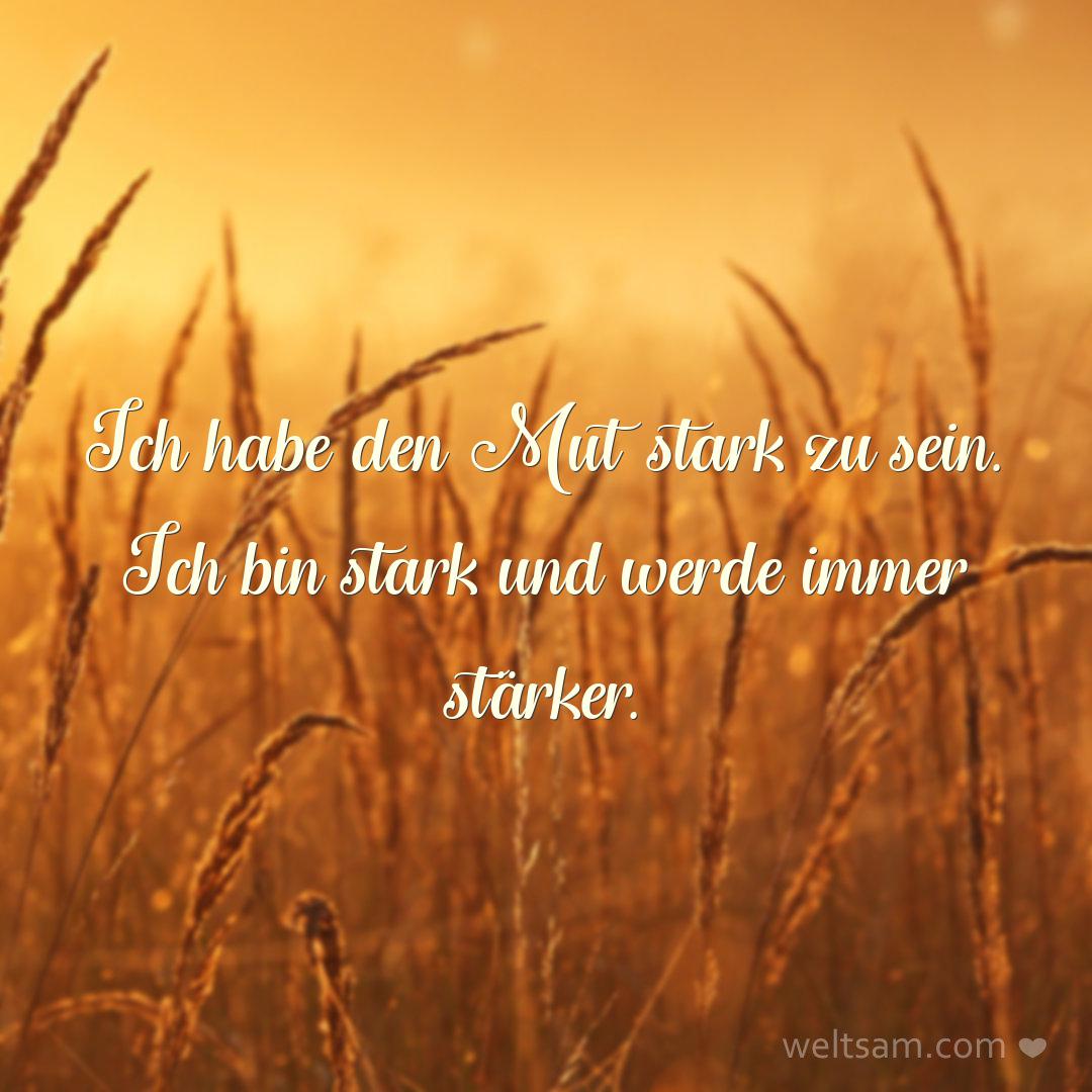 Ich habe den Mut stark zu sein. Ich bin stark und werde immer stärker.
