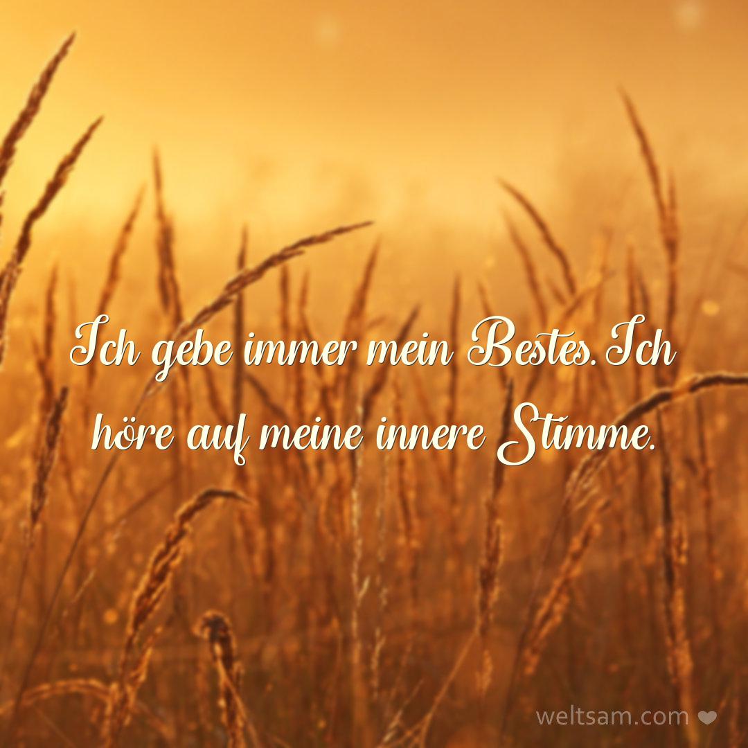 Ich gebe immer mein Bestes. Ich höre auf meine innere Stimme.