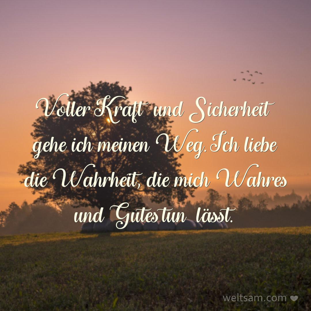 Voller Kraft und Sicherheit gehe ich meinen Weg. Ich liebe die Wahrheit, die mich Wahres und Gutes tun lässt.