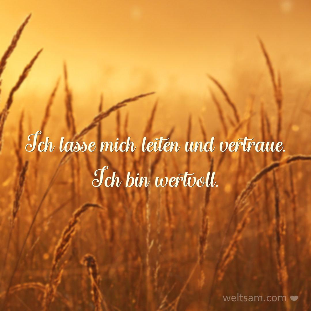 Ich lasse mich leiten und vertraue. Ich bin wertvoll.
