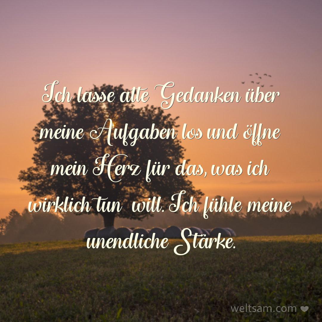 Ich lasse alte Gedanken über meine Aufgaben los und öffne mein Herz für das, was ich wirklich tun will. Ich fühle meine unendliche Stärke.