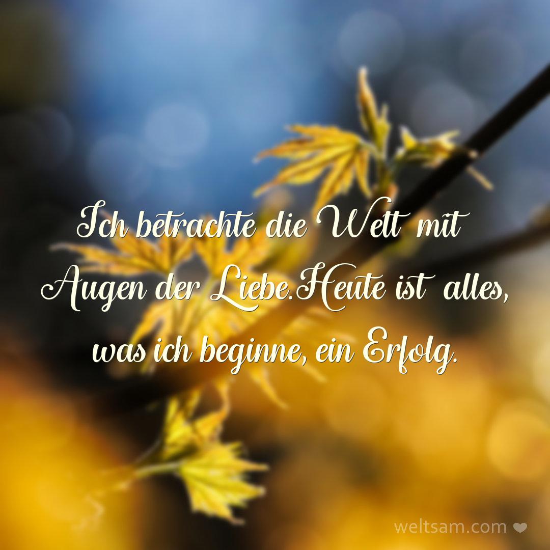Ich betrachte die Welt mit Augen der Liebe. Heute ist alles, was ich beginne, ein Erfolg.