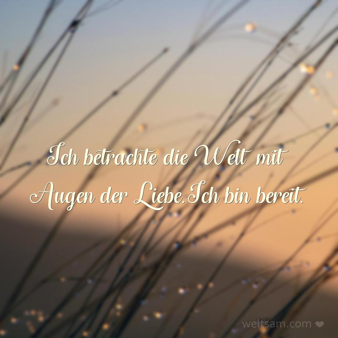 Ich betrachte die Welt mit Augen der Liebe. Ich bin bereit.