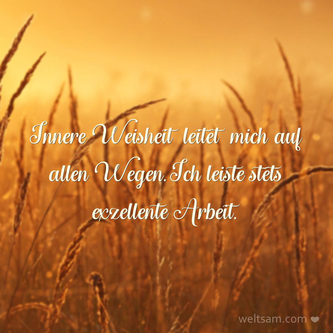 Innere Weisheit leitet mich auf allen Wegen. Ich leiste stets exzellente Arbeit.