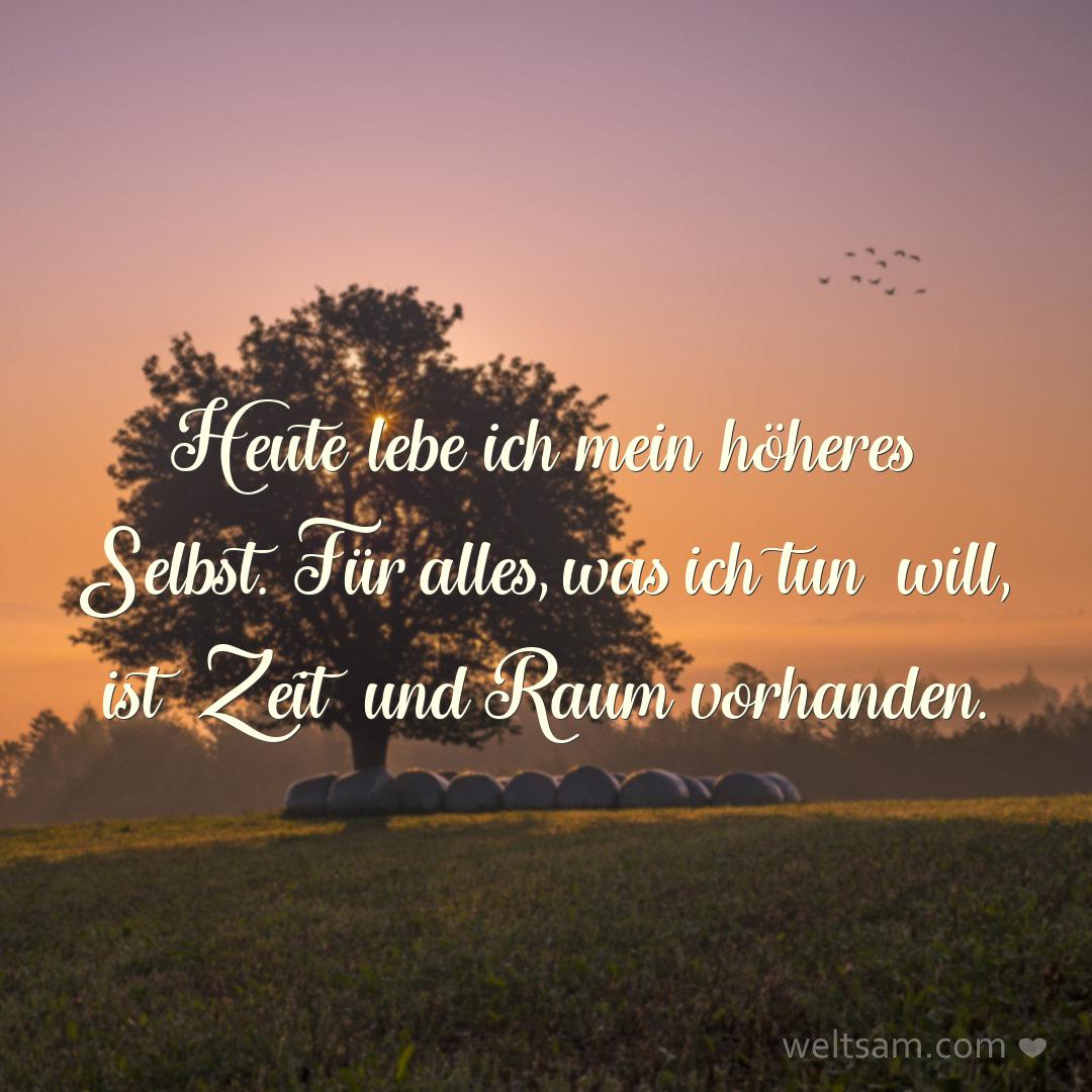 Heute lebe ich mein höheres Selbst. Für alles, was ich tun will, ist Zeit und Raum vorhanden.