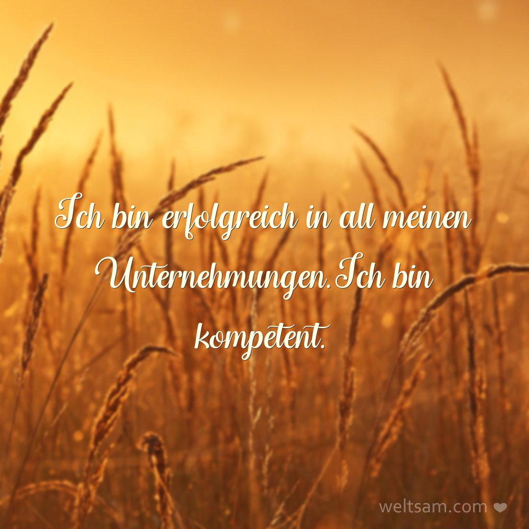Ich bin erfolgreich in all meinen Unternehmungen. Ich bin kompetent.