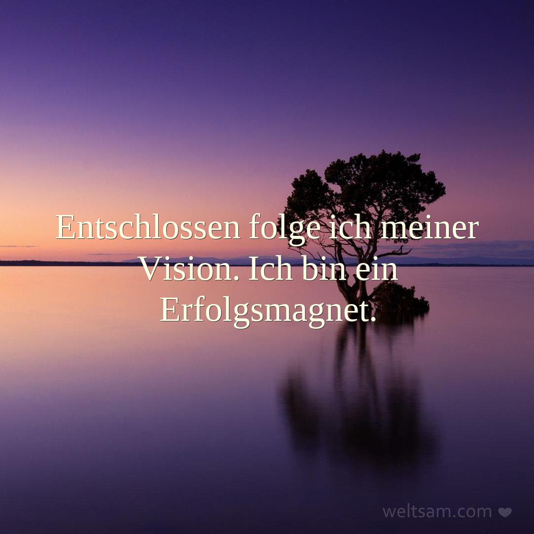 Entschlossen folge ich meiner Vision. Ich bin ein Erfolgsmagnet.