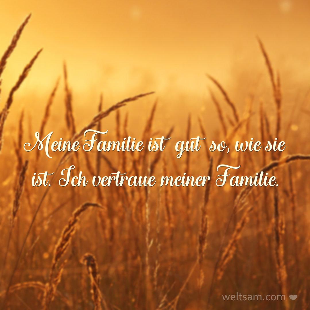 Meine Familie ist gut so, wie sie ist. Ich vertraue meiner Familie.