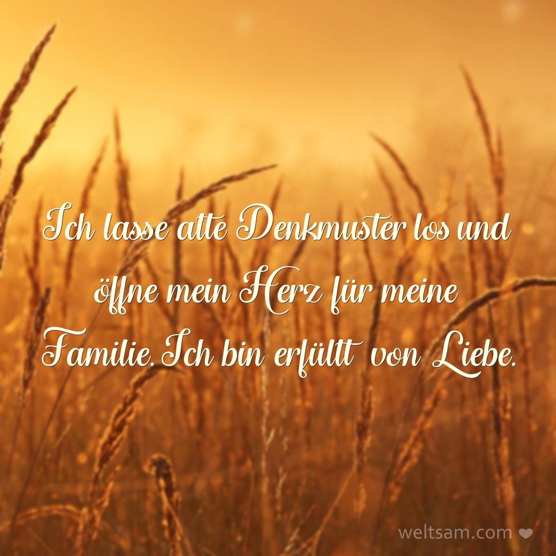 Ich lasse alte Denkmuster los und öffne mein Herz für meine Familie. Ich bin erfüllt von Liebe.