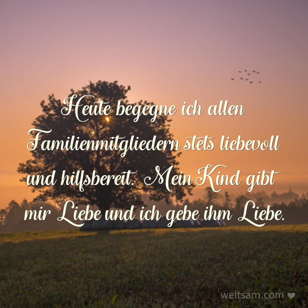 Heute begegne ich allen Familienmitgliedern stets liebevoll und hilfsbereit. Mein Kind gibt mir Liebe und ich gebe ihm Liebe.