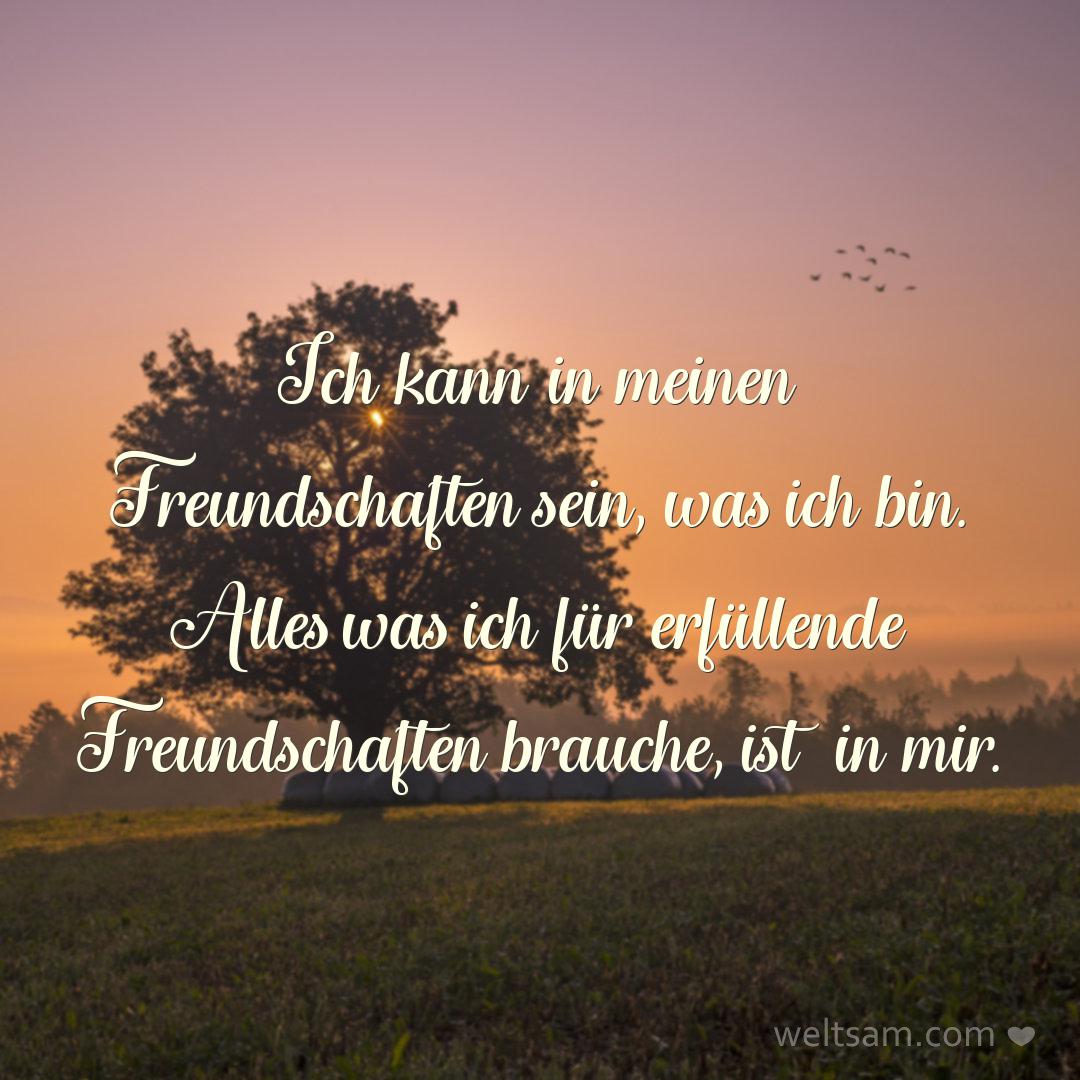 Ich kann in meinen Freundschaften sein, was ich bin. Alles was ich für erfüllende Freundschaften brauche, ist in mir.