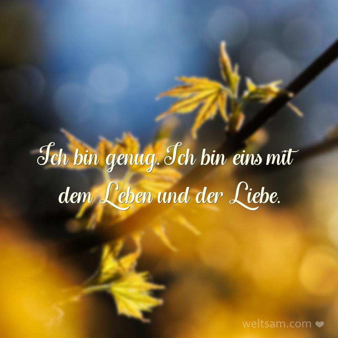 Ich bin genug. Ich bin eins mit dem Leben und der Liebe.