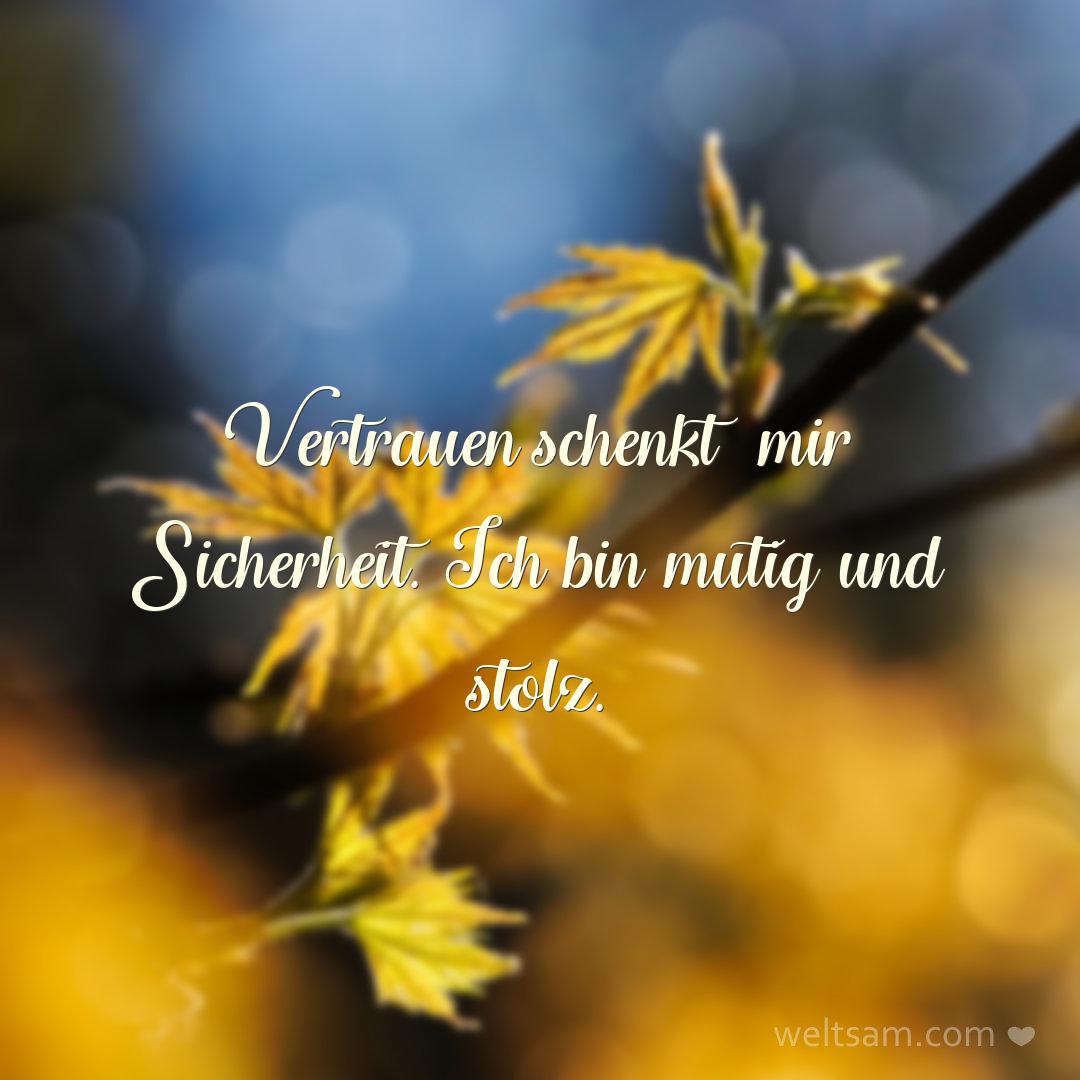 Vertrauen schenkt mir Sicherheit. Ich bin mutig und stolz.