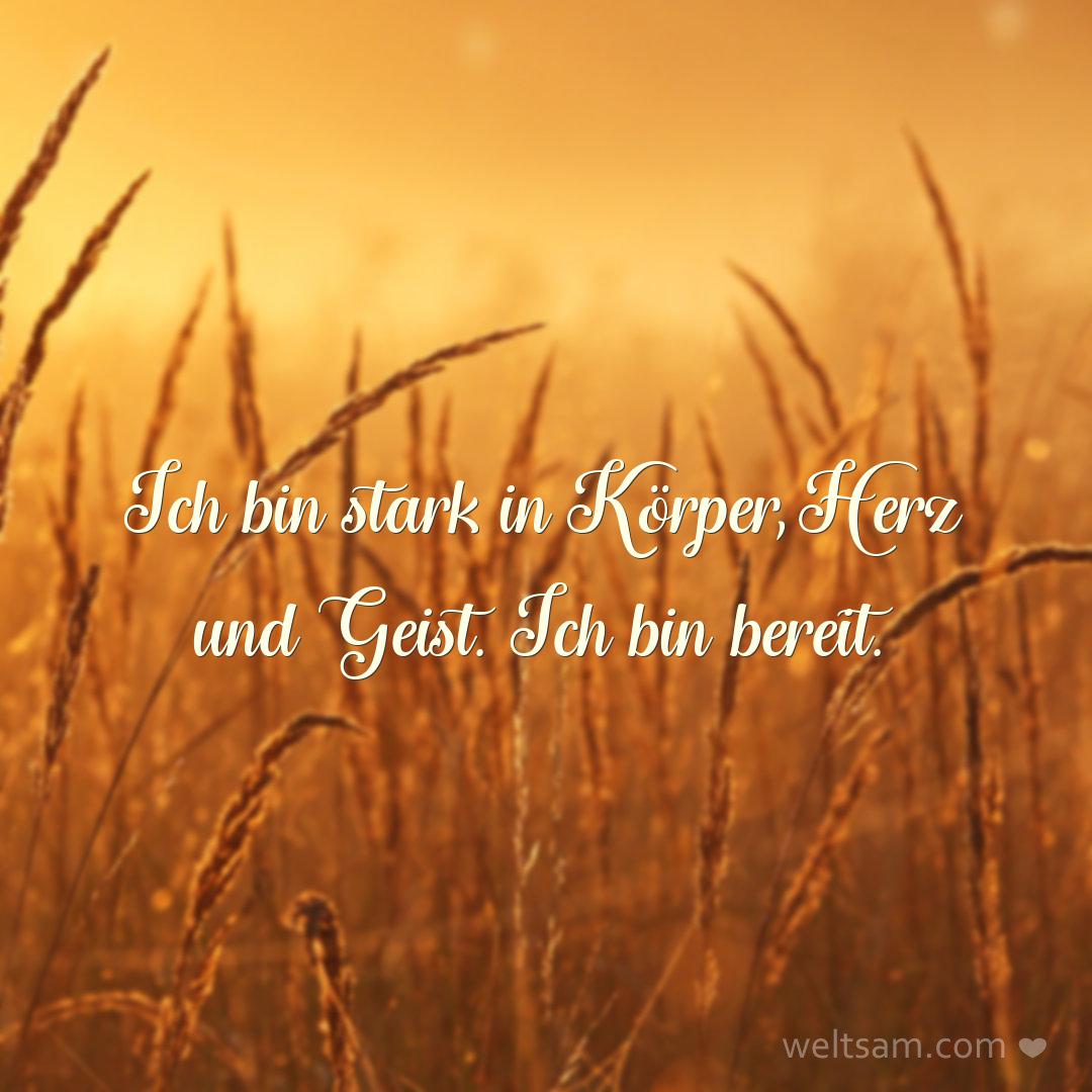 Ich bin stark in Körper, Herz und Geist. Ich bin bereit.